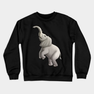 Cute elephant standing on the back legs. Crewneck Sweatshirt